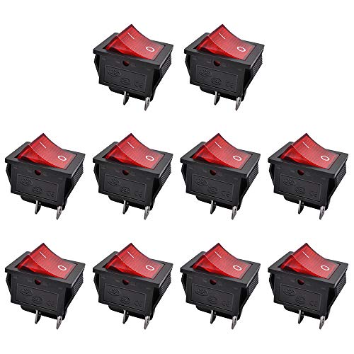 AutoEC On Off Illuminated Rocker Switch, 10Pcs AC 15A/250V 20A/125V 4 Pin Mini DPST Toggle Switch, Use for Car Auto Boat Household Appliances