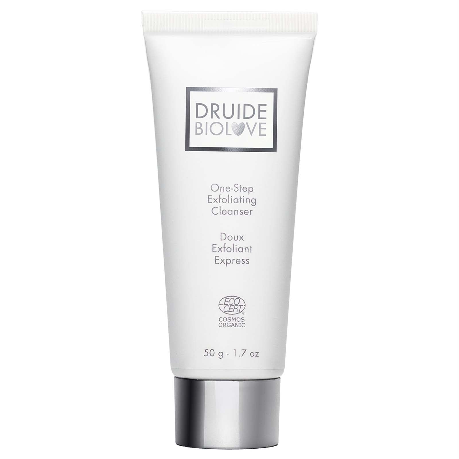 Druide Biolove Organic Exfoliating Face Cleanser, Activated Charcoal & Fine Bamboo Stem Particles Gently Scrub & Lift Impurities, Unclog & Refine Pores, for Sensitive Skin, 50g