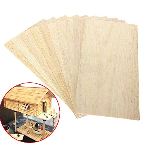 LTKJ 10pcs Wooden Plate Model Balsa Wood Sheets for DIY House Ship Aircraft Light (200x100x1.5mm) - Thumbnail 7