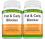 2 Bottles Fat and Carb Blocker with Phaseolus Vulgaris (White Kidney Bean Extract) Chitosan Extreme Diet Pills Weight Loss 180 Total Capsules KRK Supplements