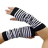 GUAngqi Woman Knit Wrist Gloves Mitten Long Sleeve Striped Arm Gloves