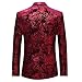 Cloudstyle Men's Dress Floral Suit Notched Lapel Slim Fit Stylish Blazer, Red 2, Large