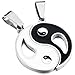 INBLUE Men's 2 PCS Stainless Steel Enamel Pendant Necklace Black White Yin Yang Love Couple -With 20 and 23 Inch Chain