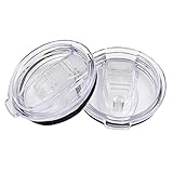 MAIBET 2pack 30 oz 100% Spill Proof Yeti Lid Tumbler 20oz RTIC Rambler Splash Resistant Vacuum Sealed Open Close Sliding Closure,Fit for RTIC,YETI Ozark Trail (30oz, clear NEW)