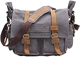 MONA Canvas Vintage Durable Men Travel Laptop School College Backpack Dark Grey