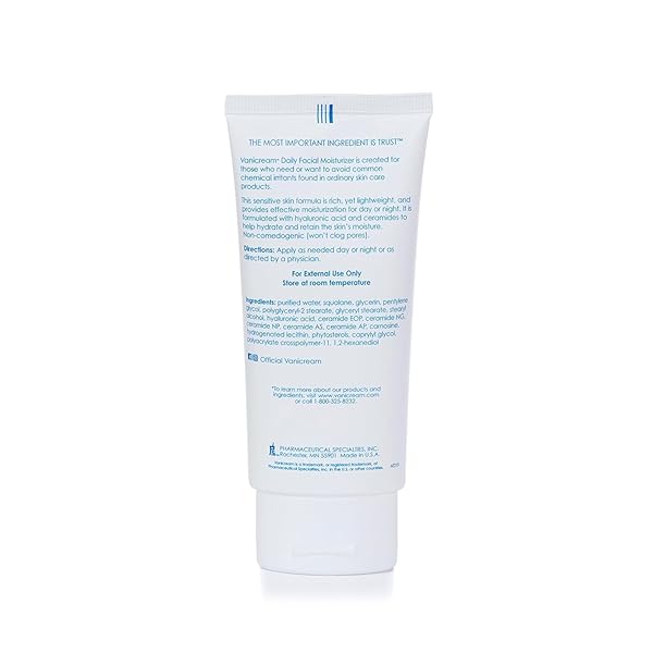 VANICREAM DAILY FACIAL MOISTURIZER WITH CERAMIDES AND HYALURONIC ACID – FORMULATED WITHOUT COMMON IRRITANTS FOR THOSE WITH SENSITIVE SKIN, 3 FL OZ (PACK OF 2)