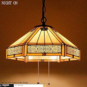 WERFACTORY Tiffany Pendant Light Fixture Yellow Hexagon Stained Glass Mission Hanging Lamp Wide 16 Inch, Height 40 Inch… 51B9DHQrfkL