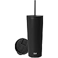 Simple Modern Insulated Tumbler with Lid and Straw | Iced Coffee Cup Reusable Stainless Steel Water Bottle Travel Mug | Gifts for Women Men Her Him | Classic Collection | 24oz | Midnight Black