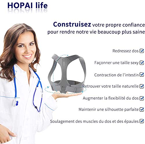 HOPAI Posture Corrector, Physical Therapy Posture Brace and Spinal Support Posture Trainer for Neck, Shoulder, Back and Lumbar Pain Relief- Multiple sizes Posture Corrector for Men and Women (XL)