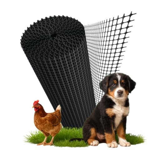 Florade Kunststoffzaun Schwarz - Hühnerzaun, Geflügelzaun, Gartenzaun & Hundezaun - engmaschiger Zaun ohne Rost - UV-beständig & zuschneidbar - 270g/m