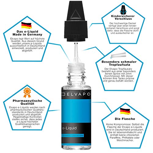 10 x 10ml Elvapo Premium E-LIQUID-BOX | 100ml Liquids Starter Set für E-Zigaretten| Wassermelone, Vanille, Minze, Grüner… – Bild 3