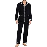 SWOMOG Men Pajamas Sets Long Sleeve Modal Sleepwear Two-Piece Soft PJs Sets Loungewear with Long Pants