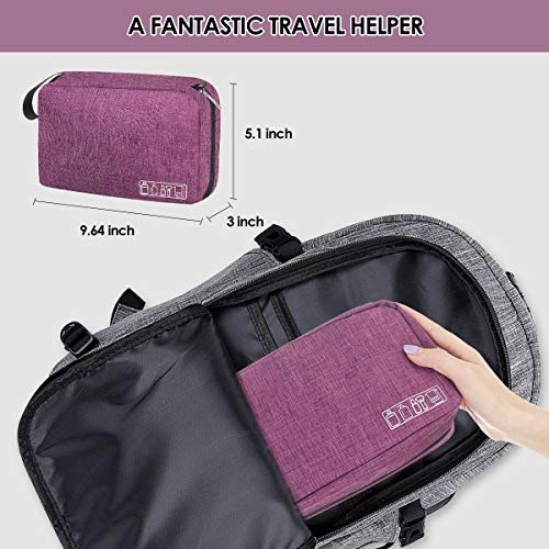Hanging Toiletry Bag, Hizek Portable Travel Toiletry Bag Waterproof Large Capacity Cosmetic Organizer for Women with 4 Compartments & 1 Sturdy Hook,Perfect for Travel/Daily Use (Fuchsia)