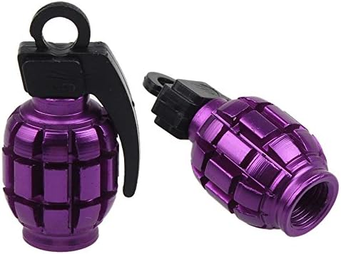 Xiaosan 2PCS Aluminum Grenade Universal Car Truck Motocycle Wheel Tyre Valve Caps Bike Tire Cover (Purple)