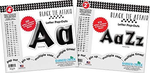 BARKER CREEK Letter Pop-Out Set, 2" & 4" Black Tie Affair, Set Includes 255 4"…