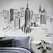 iwallsticker 210 133CM Black Modern City Silhouette Cityscape Skyscraper Wall Decals, Living Room Bedroom Removable Wall Stickers Murals