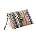 DukeTea Bohemian Oversized Clutch Purse, Large Canvas Envelope Evening Wristlet Bag Pink