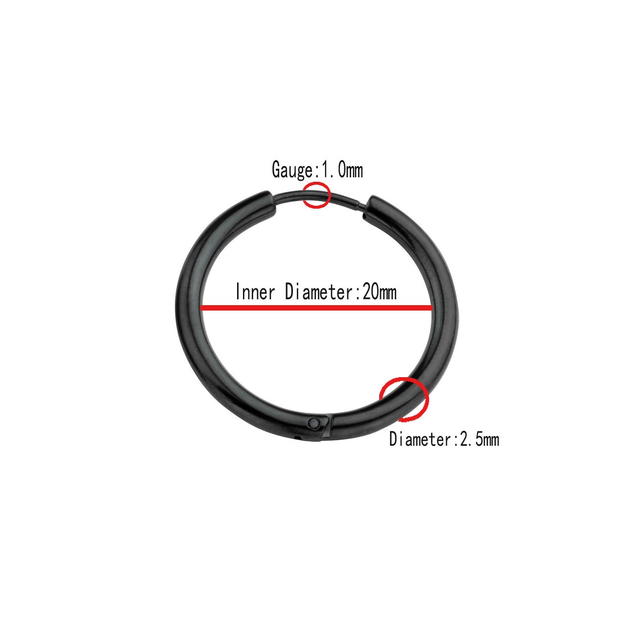 BOPREINA 7 Pairs 18G 8mm-20mm Stainless Steel Mens Womens Endless Hoop Earrings Cartilage Piercing Rings