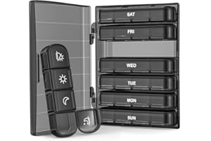 Weekly Pill Organizer 4 Times a Day, 7 Day Large Capacity Light-Proof Pill Case, Portable Daily Medication Box for Travel wit