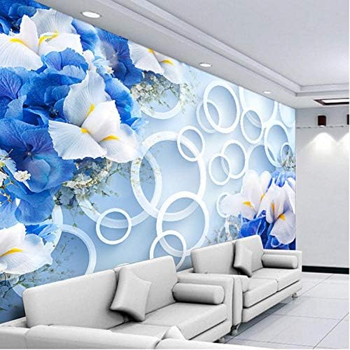Wuyyii 低価格 カスタム3d壁画壁紙風景テレビの背景現代ファンタジーファッションブルー花リングサイクル写真壁紙寝室 350x250cm