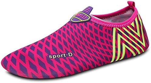 Enly Women's Quick Dry Anti-skid Barefoot Slip On Water Shoes for Aqua Aerobics Sports Rose Red 4.5-5.5