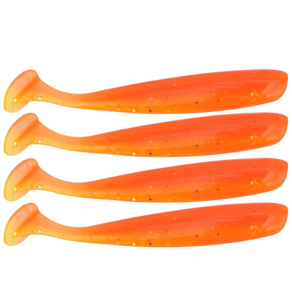 20 PCS Fishing Soft Lure 7.5cm/2g Plastic T Tail Bait Artificial Worm Swimbait for Bass Trout Walleye Fishing Accessory(Orange)