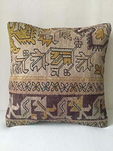 Kilim Pillow 16'' x 16'' Anatolian Turkish Cushion Cover (40cm x 40cm), sofa pillow, couch pillow, embroidered, handmade, kilim rug,