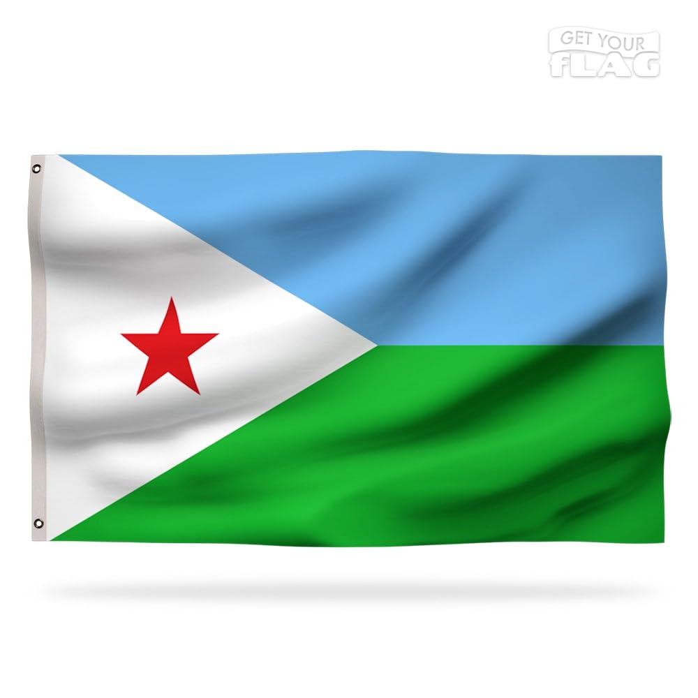 Premium Djibouti Flag 150x90cm - Very Resistant and Excellent Quality Djibouti Flag with 2 metal eyelets - Be proud of your colors !