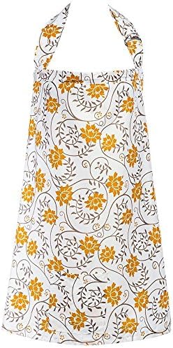 Espoy Nursing Cover Infinity Nursing Scarf for Breastfeeding with Storage Pockets 100% Breathable Cotton Yellow