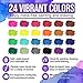 Watercolor Brush Pens - 24 Flexible Brush Tip Markers and 1 Refillable Water Brush Pen for Mess-Free Watercolor Painting, Drawing, and Hand Lettering for Artists and Beginner Painters