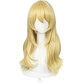 COSPLAZA 60cm Long Yellow Blonde Loose Wavy Curly Women Princess Halloween Party Cosplay Costume Wig