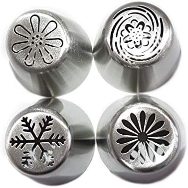 4pc Russian Piping Tip Set, Large Flower Tips/nozzles for Cake/Cupcake Decorating