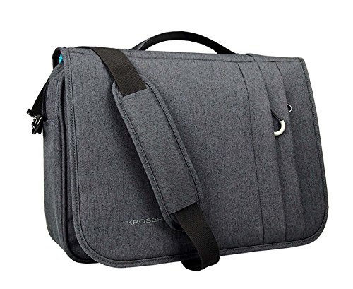 KROSER Briefcase Laptop Messenger Bag 15.6 inch Water-Repellent Light Weight Flapover Computer Case Business Shoulder Briefcase Laptop Bag with RFID Pockets for Business/College/Men/Women - DarkGrey
