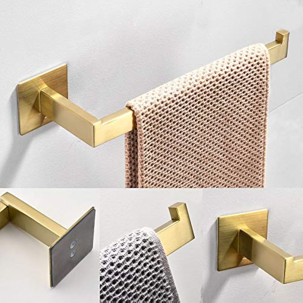 Self Adhesive Bathroom Towel Ring SUS 304 Stainless Steel Brushed Gold