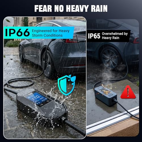 Tera Mobile Wallbox EV Charger Type 2: 11kW 400V 7.5m 6-16A Display 2.8" Three Phase CE & IP66 Charging Cable with Bag Electric Car Accessories EV Adapter P06