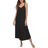 Ekouaer Womens Sleeveless Nightgown Full Slip Nightshirt Print Nightwear Full Length Loungewear Soft Nightdress