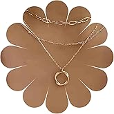 Yheakne Vintage Layered Circle Choker Necklace Gold Karma Circle Pendant Necklace Multiple Layering Twist Circle Necklace Punk Paper Clip Necklace Chain Jewelry for Women