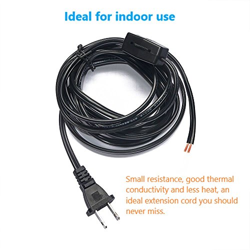 Eumyviv A00003 9.85 Feet Plug Wire Kit Indoor Power Extension Cord Kit with On Off Switch 300 Volts 18 AWG and 105℃ High Temperature Resistance Appliance Extension Cord Connector (Black) - Thumbnail 4