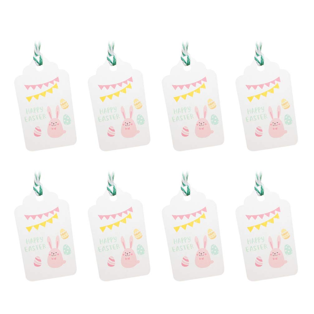 100pcs Colorful Rabbit Tag Easter Labels Decor Paper Tag Card Message Card with Twines for Easter Party.