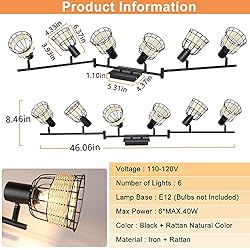 Depuley Vintage Track Ceiling Spotlight, 6-Head