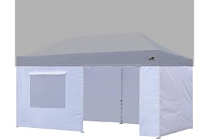 Eurmax USA Full Zippered Walls for 10 x 20 Easy Pop Up Canopy Tent,Enclosure Sidewall Kit with Roller Up Mesh Window and Door 4 Walls ONLY,NOT Including Frame and Top（White）