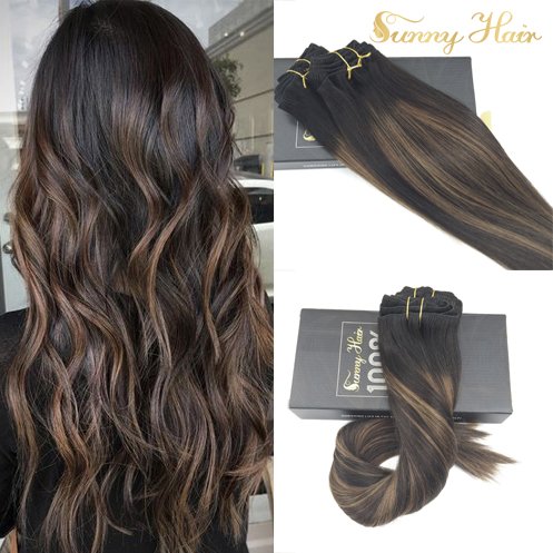 Sunny new balayage color remy hair extensions natural b…