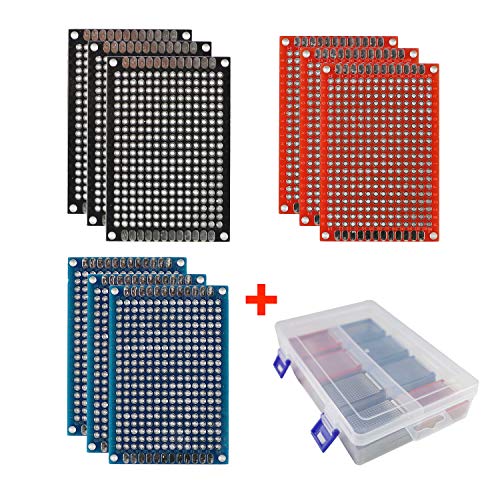 88 Pcs (4x6cm) Double Sided PCB Board Prototype Kit Soldering 3 Colour Universal Printed Circuit Board for DIY Soldering and Electronic Project