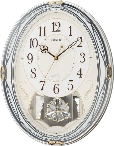 Amazon Co Jp シチズン 掛け時計 パルミューズエルフ 電波時計 飾り振子付 アミューズ時計 毎正時メロディ 4mn501 003 ホーム キッチン