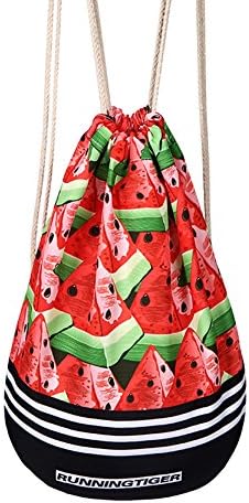 Mery Wa Unisex Watermelon Patterns Print Drawstring Backpack Daypacks 17x14 inch