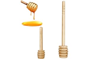 2 Pack (2Size:6inch/3.2inch) Mini Wooden Honey Dipper Sticks Honey Dippers Jam Muddler Syrup Stirrer for Honey Jar Dispense D