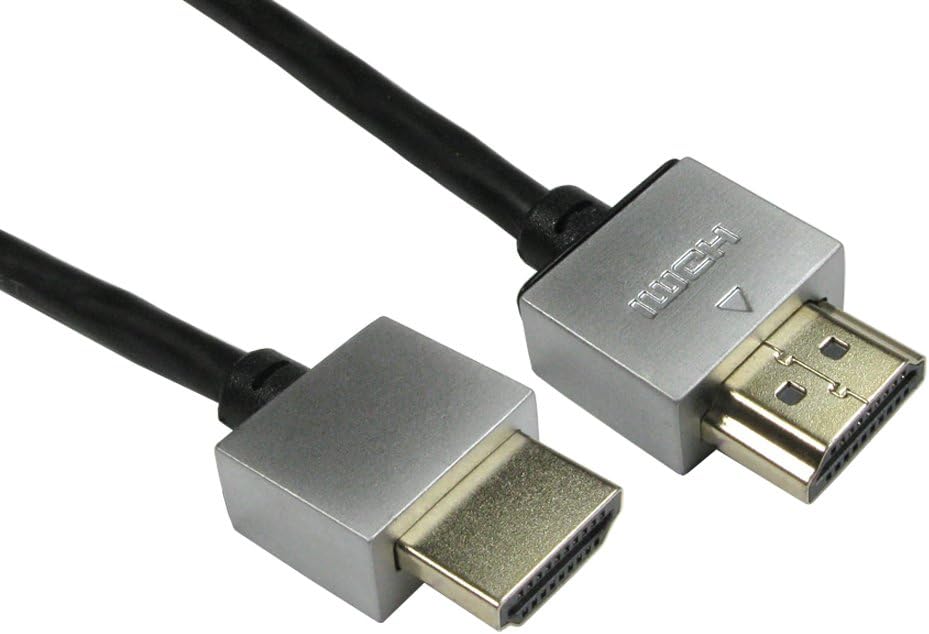 Alida Systems ® 1m Super Slim Gold Plated HDMI Cable with 3D, Ethernet and Audio Return Channel - Black, Slim HDMI Black