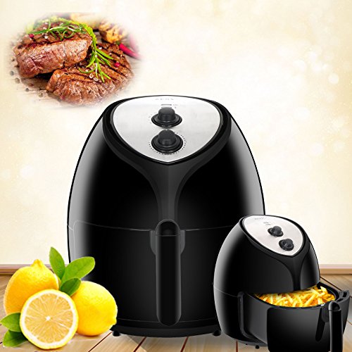 Click Here to See More Images ZENY 5.8 Quart XL Capacity Electric Air Fryer for Oil-Less Healthy Cooking w/Recipes, Cookbook, Dishwasher Safe Parts