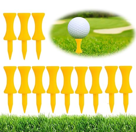 Adhere 100pcs Golf Tees plastic 1-3/4 inch Pink Castle Golf Tees, Durable 45mm Small Castle Tees (45mm・Yellow・100pcs)