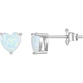 YL Heart Earrings 925 Sterling Silver Love Solitaire Stud Earrings 6x6 MM Birthstone Jewelry for Women